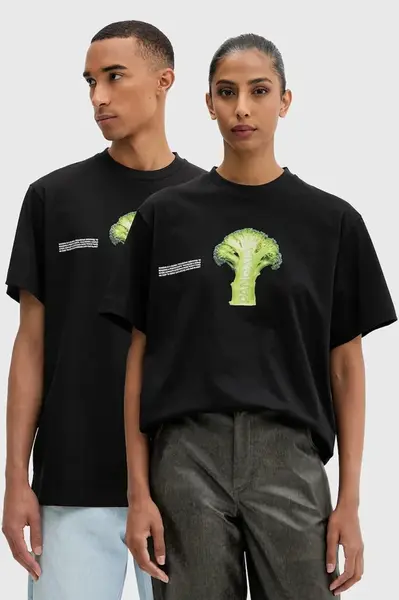 Bavlněné tričko Pangaia černá barva, s potiskem, 10002603