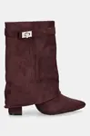 Nízké kozačky Answear.LAB vínová barva, na podpatku, lehce zateplené