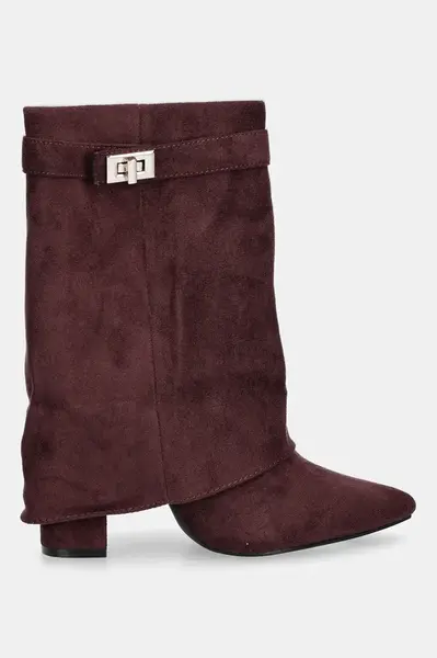 Nízké kozačky Answear.LAB vínová barva, na podpatku, lehce zateplené