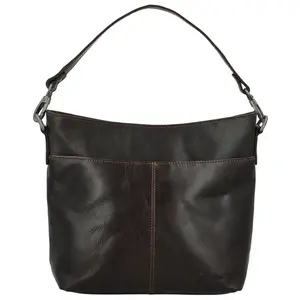 Dámská kožená kabelka na rameno tmavě hnědá - Greenwood Winona