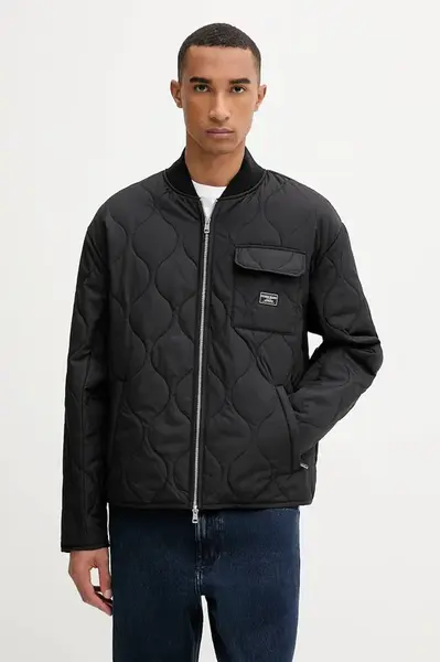 Bunda Guess Jeans černá barva, přechodná, M5YL28 WHG02