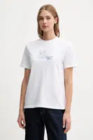 Bavlněné tričko Calvin Klein Jeans dámské, bílá barva, LV047C855G
