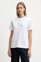 Bavlněné tričko Calvin Klein Jeans dámské, bílá barva, LV047C855G