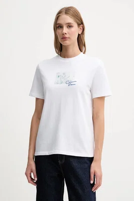Bavlněné tričko Calvin Klein Jeans dámské, bílá barva, LV047C855G