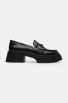Kožené mokasíny Coach Leah Platform Leather Loafer dámské, černá barva, na platformě, CZ382