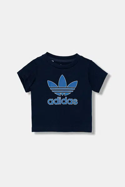 Dětské bavlněné tričko adidas Originals tmavomodrá barva, s potiskem, JX9003