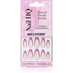 Nail HQ Almond Purple French umělé nehty s lepidlem 24 ks
