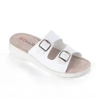 Dámské pantofle na klínku se 2 přezkami bílé vel. 38