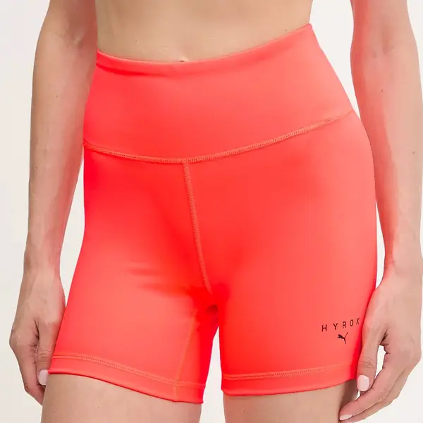 Tréninkové šortky Puma PUMA x HYROX dámské, oranžová barva, high waist, 527636
