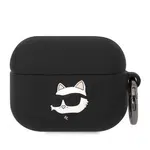Silikonové pouzdro Karl Lagerfeld 3D Logo NFT Choupette Head pro Airpods Pro, black