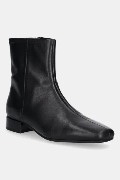 Kožené kotníkové boty Vagabond Shoemakers MONA dámské, černá barva, na plochém podpatku, 5955-001-20