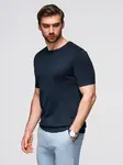 Ombre Men's classic knitted shirt with ribbed cuffs - navy blue