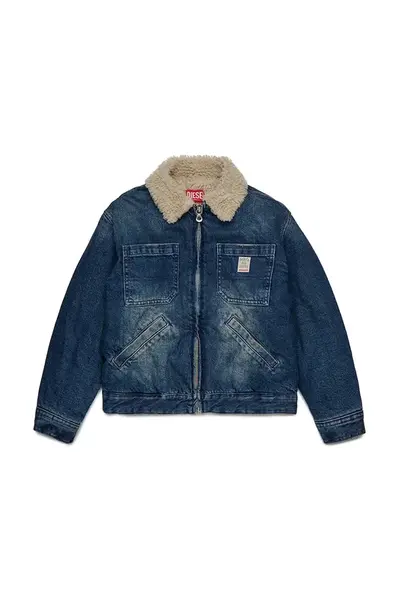 Dětská bavlněná bunda Diesel JOMOX-FUR JACKET modrá barva, J02506