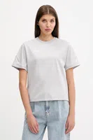 Bavlněné tričko adidas x Mercedes dámské, šedá barva, JW3482