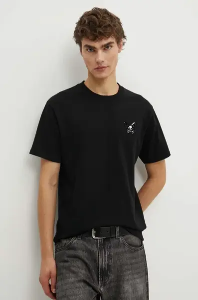 Bavlněné tričko The Kooples černá barva, s aplikací, HTSC29028K