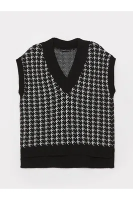LC Waikiki Dámský oversize pletený svetr se vzorem V-Neck