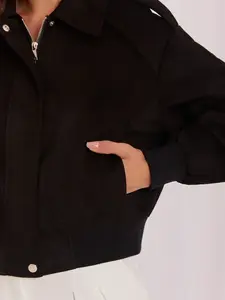 Černá bunda z imitace semiše