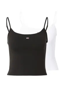 Tommy Jeans Top 'ESSENTIAL'  čierna / biela