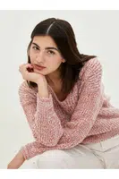 LC Waikiki V Neck Plain Long Sleeve Women's Knitwear Sweater -