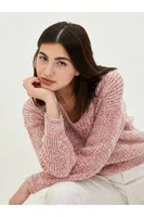 LC Waikiki V Neck Plain Long Sleeve Women's Knitwear Sweater -