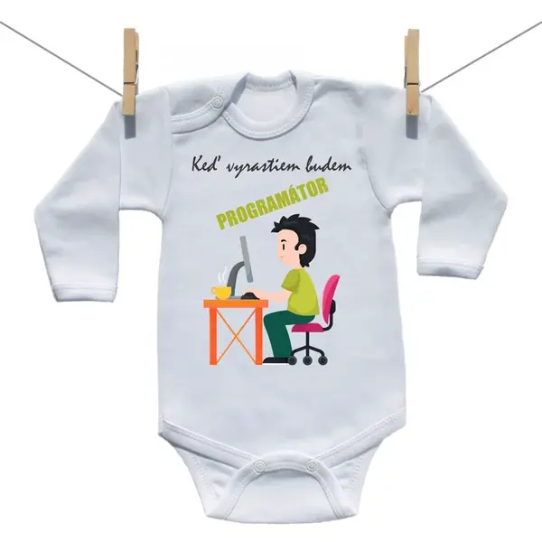 Boodyy Body s dlhým rukávom Keď vyrastiem budem programátor 74 (6-9 mesiacov)