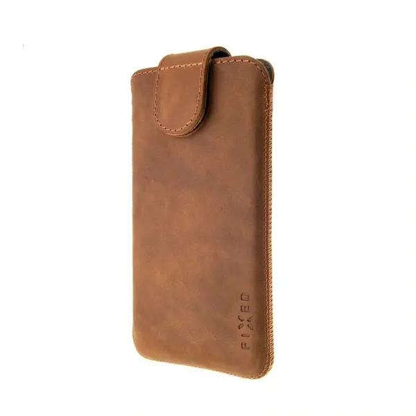 Kožené pouzdro FIXED Posh, velikost 4XL+, hnědé