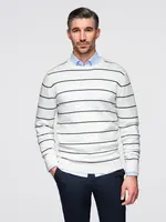 Ombre Men's casual sweater with horizontal stripes - cream