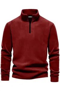 49143 Dewberry Half Zipper Stand Collar Mens Fleece-BORDEAUX