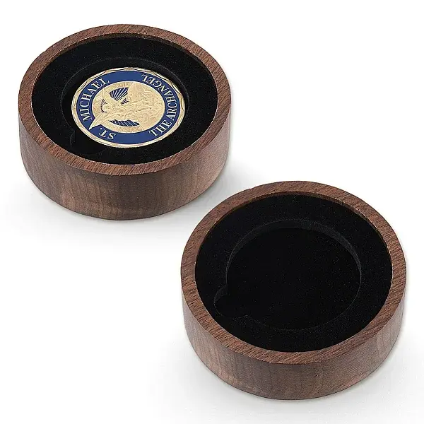 Round Wood Commemorative Coin Storage Plate