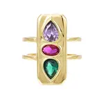 Cubic Zirconia Rectangle Open Cuff Ring