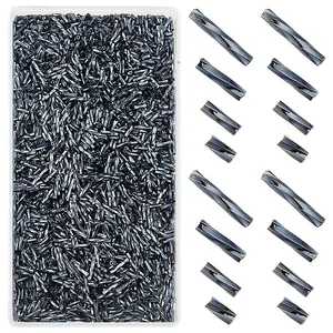 2000Pcs 4 Styles Glass Twisted Bugle Beads