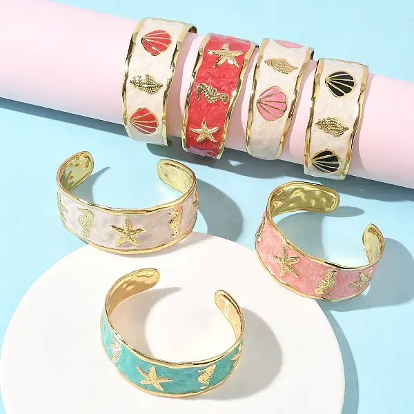 Ocean 304 Stainless Steel Enamel Cuff Bangles for Women
