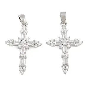 Brass Micro Pave Clear Cubic Zirconia Pendants
