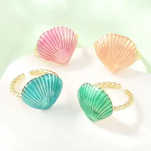 Brass Enamel Cuff Open Rings