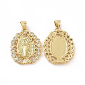 Brass Micro Pave Clear Cubic Zirconia Pendants