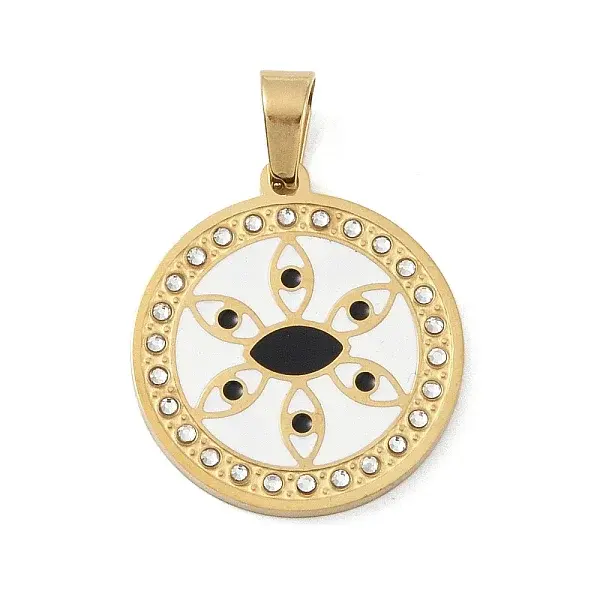 Ion Plating(IP) 304 Stainless Steel Enamel Rhinestone Pendants