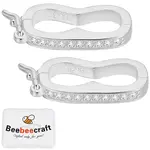 2Pcs 925 Sterling Silver Micro Pave Clear Cubic Zirconia Twister Clasps