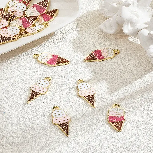 12Pcs 2 Styles Alloy Enamel Pendants