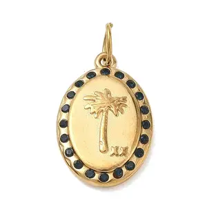 304 Stainless Steel Micro Pave Cubic Zirconia Pendants