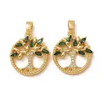 Brass Micro Pave Green Cubic Zirconia Pendants