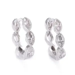 Brass Micro Pave Cubic Zirconia Huggie Hoop Earrings