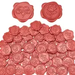50Pcs 2 Styles Rose & Heart Adhesive Wax Seal Stickers