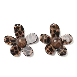 Opaque Leopard Print Cellulose Acetate(Resin) Pendants