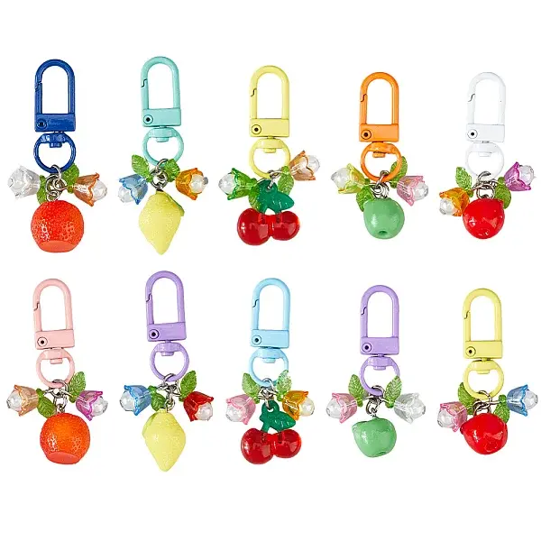 10Pcs 5 Styles Fruit Resin & Acrylic Pendant Decorations