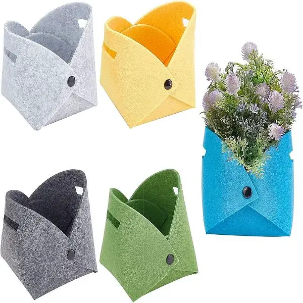 5Pcs 5 Colors Foldable Felt Fleshy Flowerpot