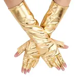 Half Finger Patent Leather Shiny Fingerless Gloves