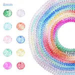 10Strands 10 Colors Transparent Painted Glass Beads Strands
