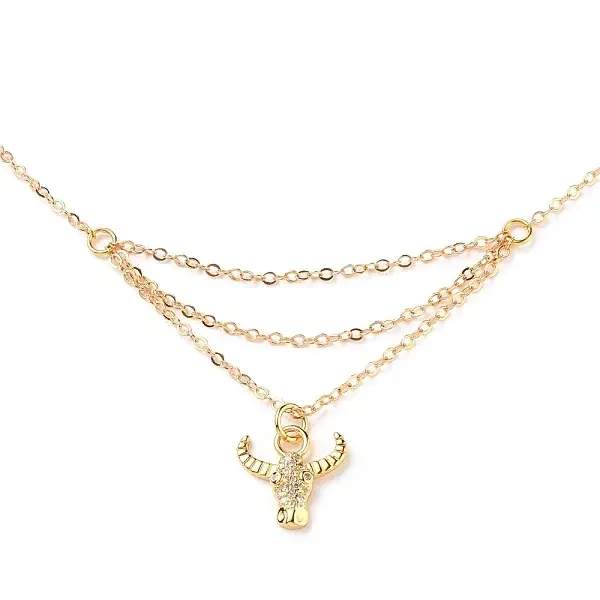 Brass Micro Pave Clear Cubic Zirconia Pendant Necklace