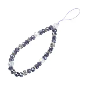 Rondelle Glass & Polymer Clay Rhinestone Beads Phone Hand Strap Chains