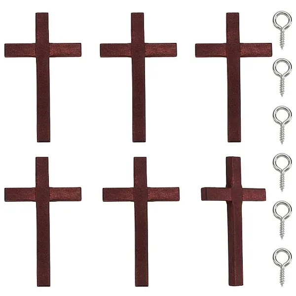 6Pcs Wooden Cross Wall Decoration